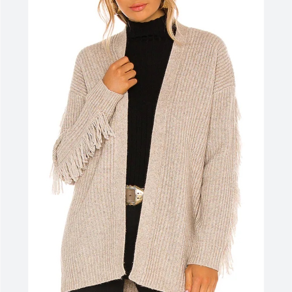 Tularosa Frida Fringe Cardigan Sweater Revolve Stone Tan Size Small S
